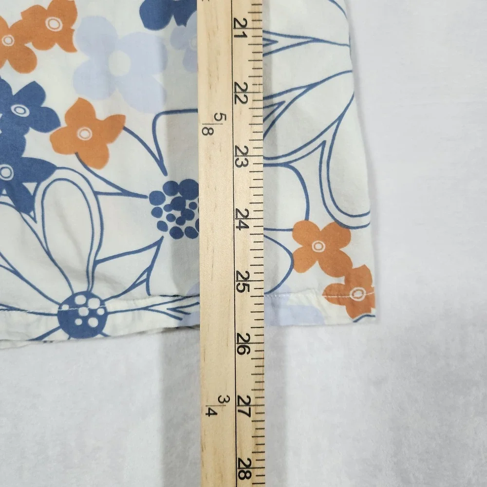 Levi's Mens Blue Orange Floral Button Up Shirt Short Sleeve Coastal Hawaiian
